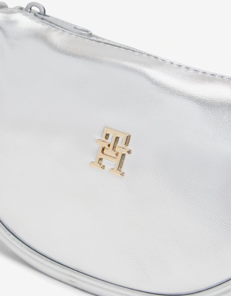 Girls Festive Crossbody Moon Bag in Silver (19.8cm)