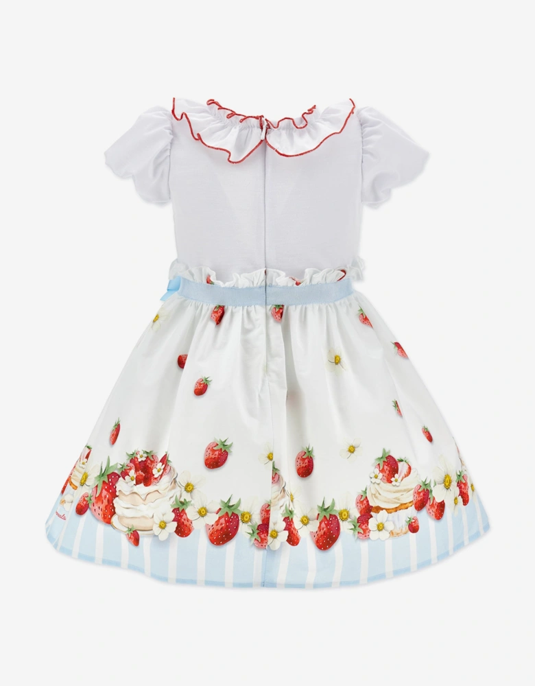 Baby Girls Cotton Strawberries Dress in White