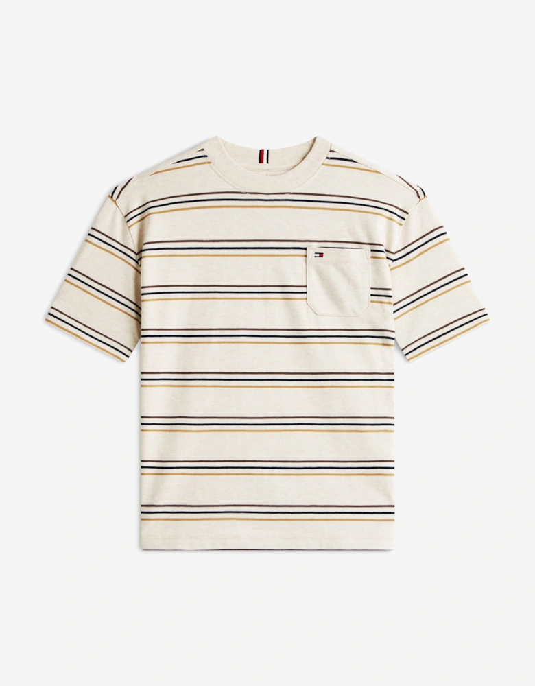 Boys Heather Stripe T-Shirt in Beige