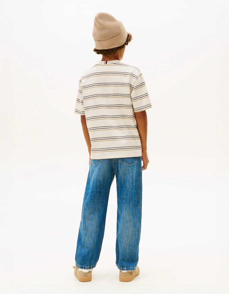 Boys Heather Stripe T-Shirt in Beige