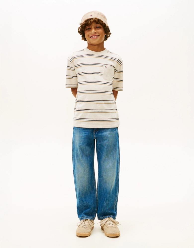 Boys Heather Stripe T-Shirt in Beige