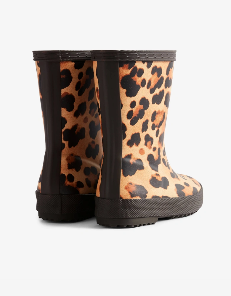 Girls First Leopard Print Wellington Boots in Brown