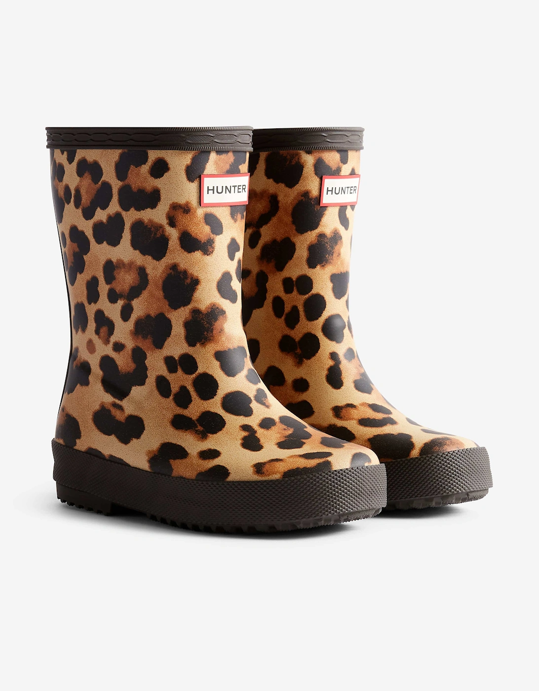 Girls First Leopard Print Wellington Boots in Brown