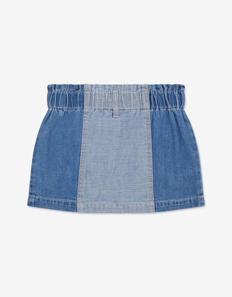 Girls Strawberry Denim Skirt in Blue