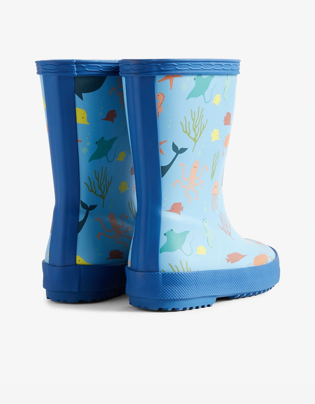 Kids First Classic Ocean Print Wellington Boots in Blue