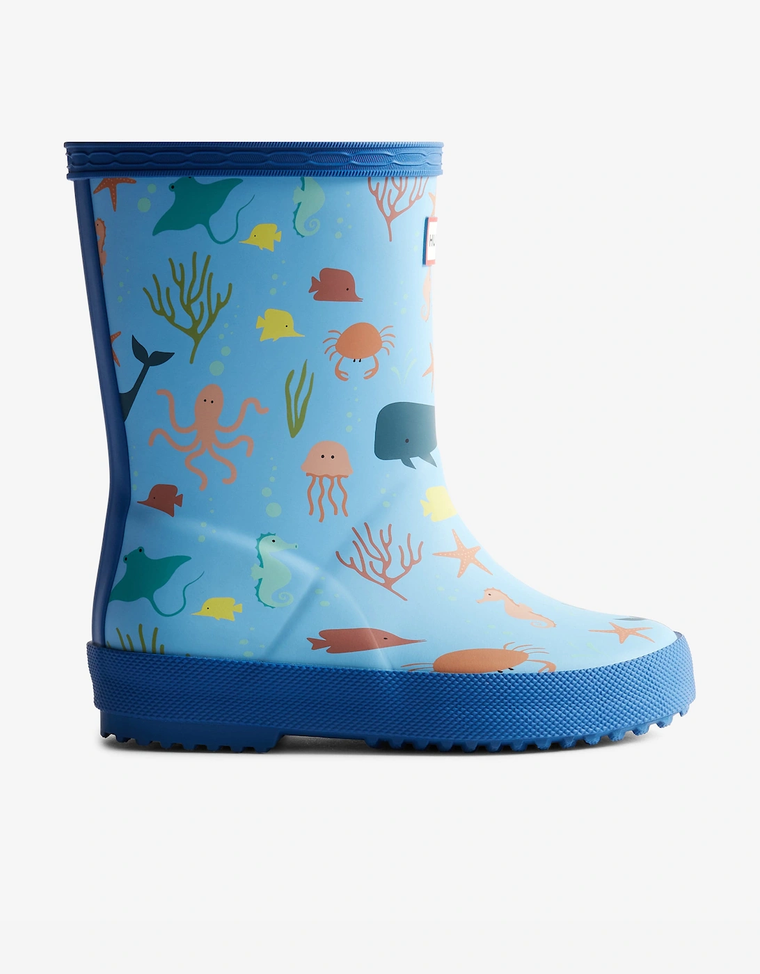 Hunter Girls Blue 'S First Classic Ocean Print Wellington Boots In  Size 30 Kids