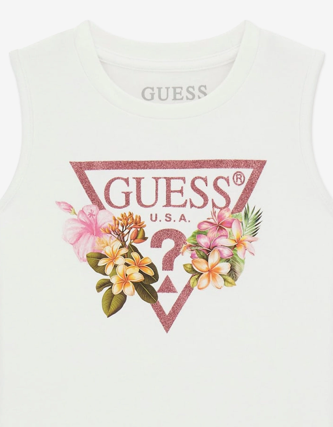 Girls Sleeveless Logo Dress in White