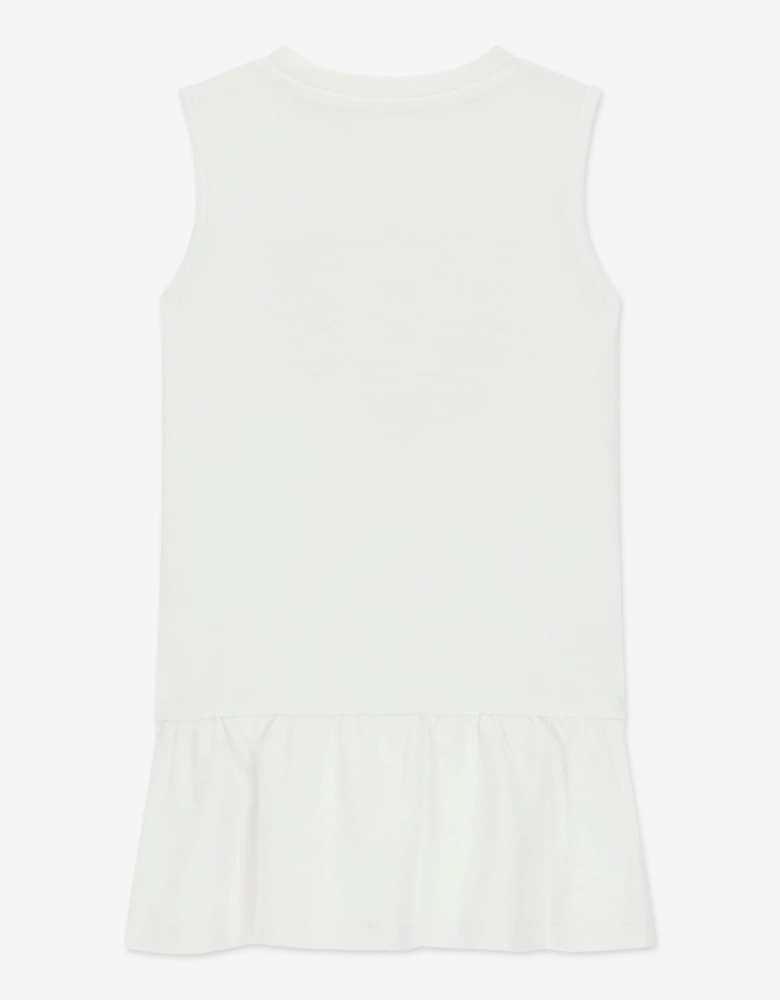 Girls Sleeveless Logo Dress in White