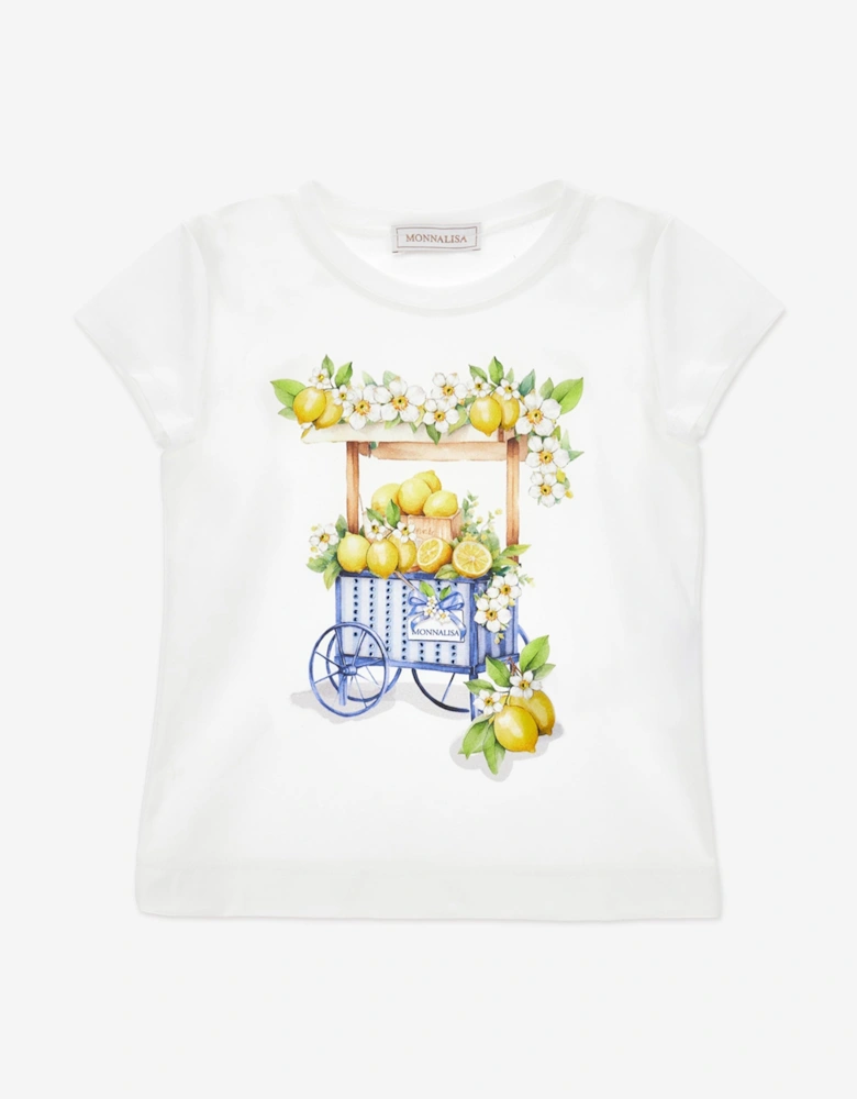 Girls Lemon Cart T-Shirt in White