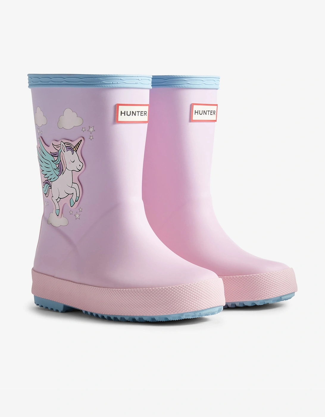 Girls First Unicorn Print Wellington Boots in Pink