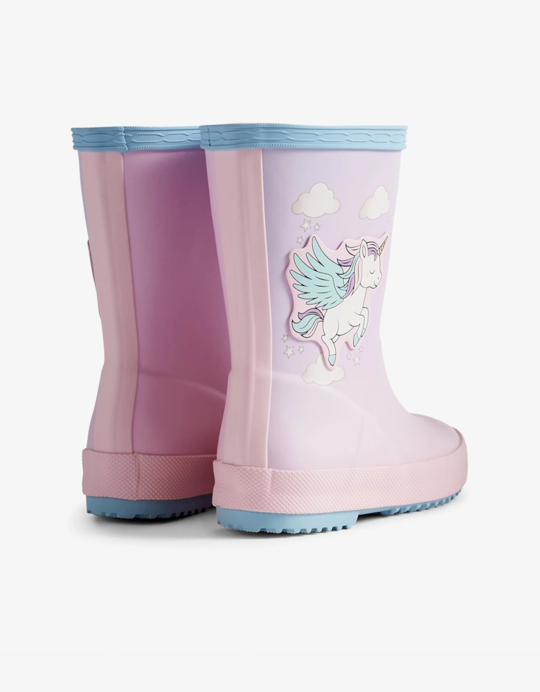 Girls First Unicorn Print Wellington Boots in Pink