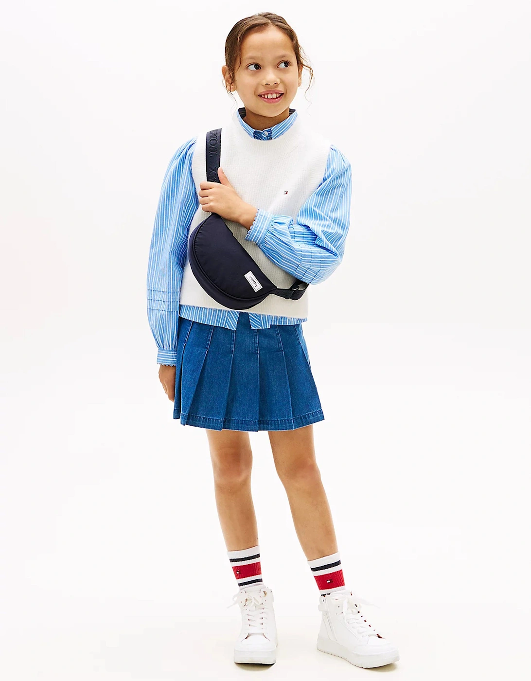 Girls Crossbody Moon Bag in Navy (19.8cm)