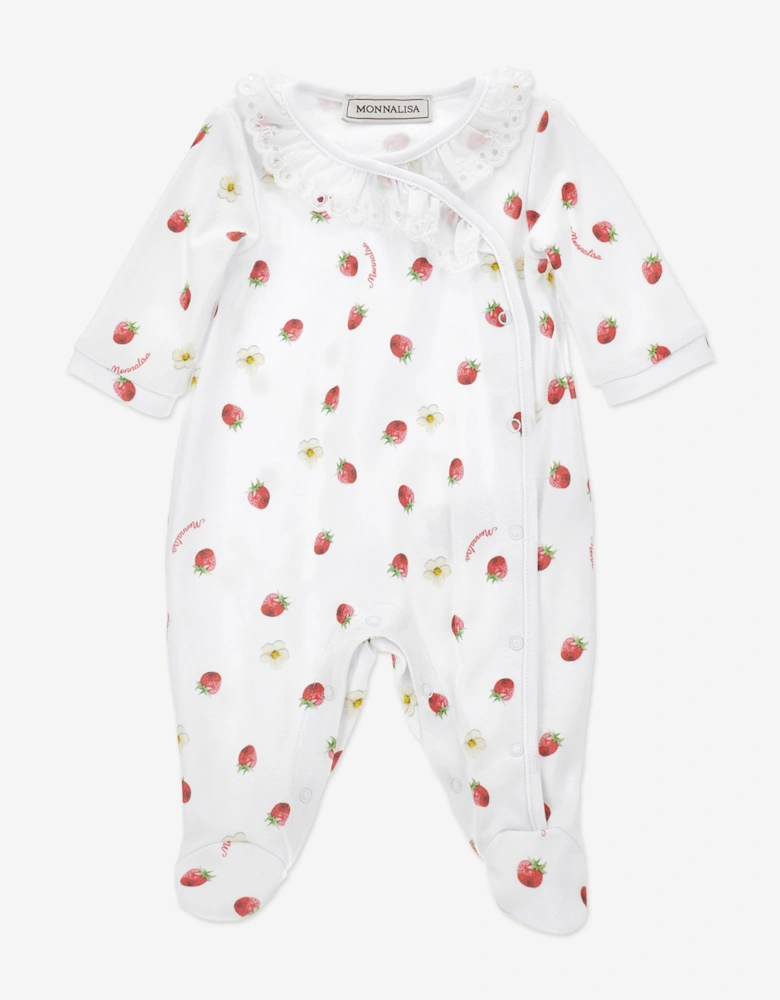 Baby Girls Strawberries Babygrow in White