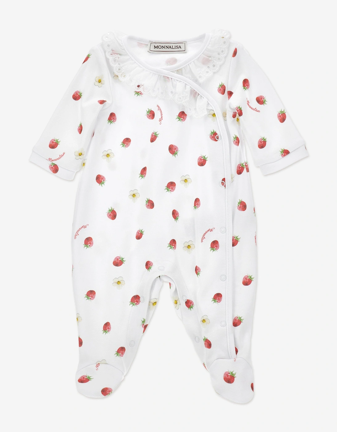 Baby Girls Strawberries Babygrow in White, 5 of 4