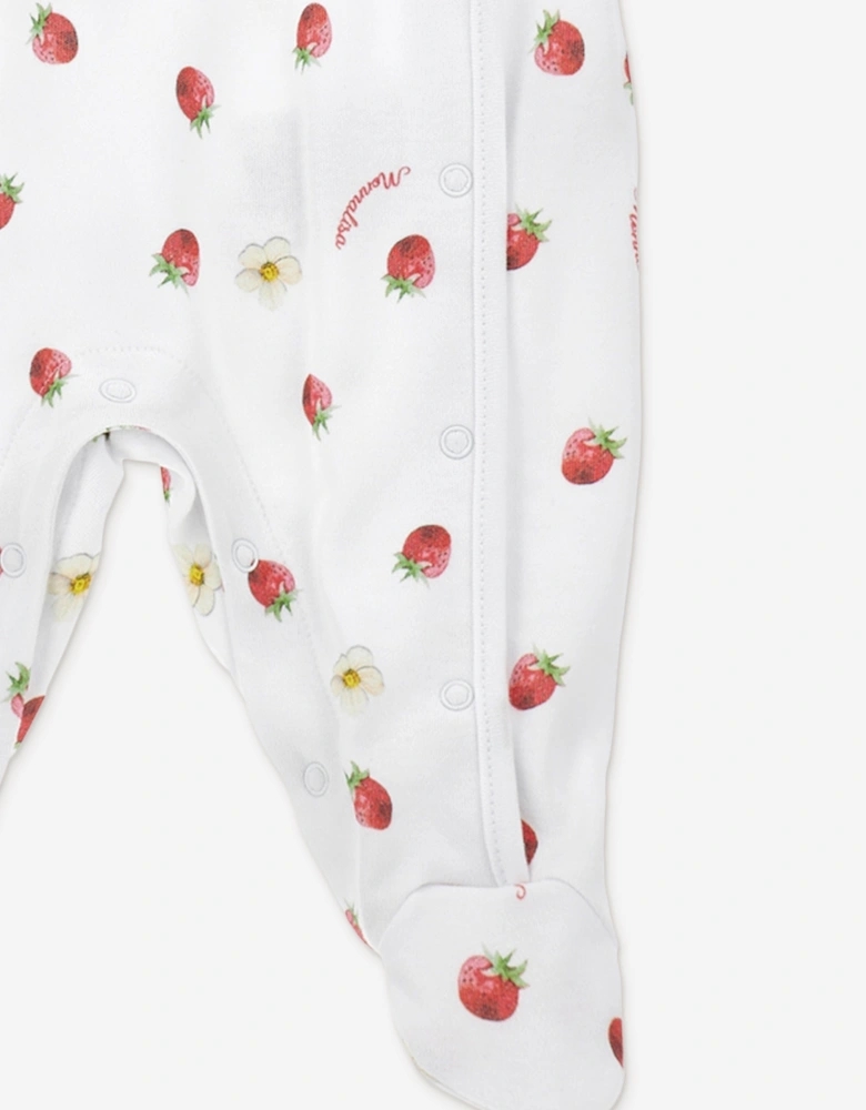 Baby Girls Strawberries Babygrow in White