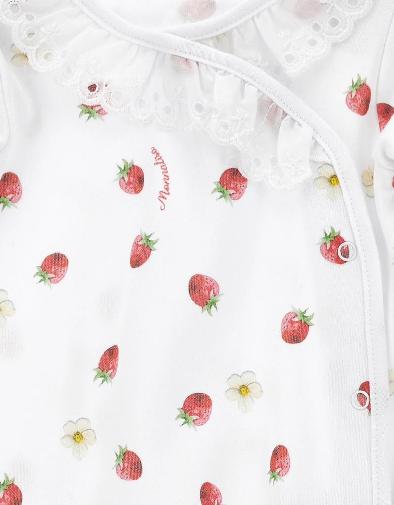 Baby Girls Strawberries Babygrow in White