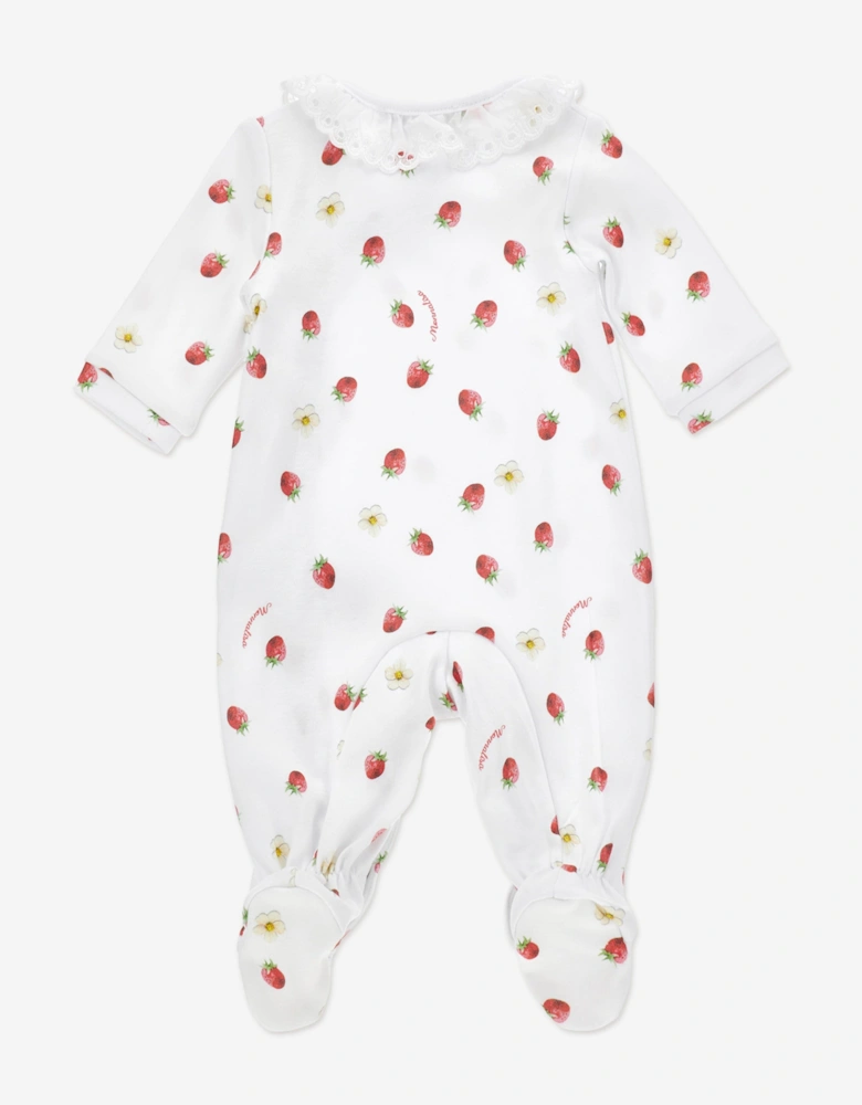Baby Girls Strawberries Babygrow in White