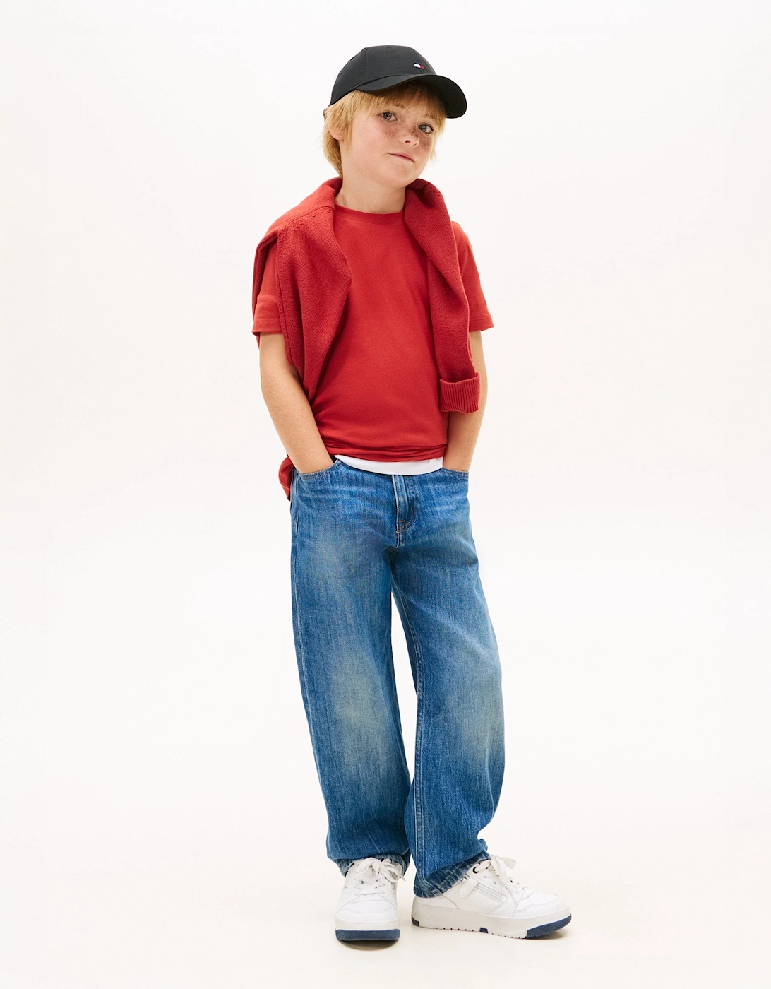 Boys Essential Cotton Regular Fit T-Shirt in Red