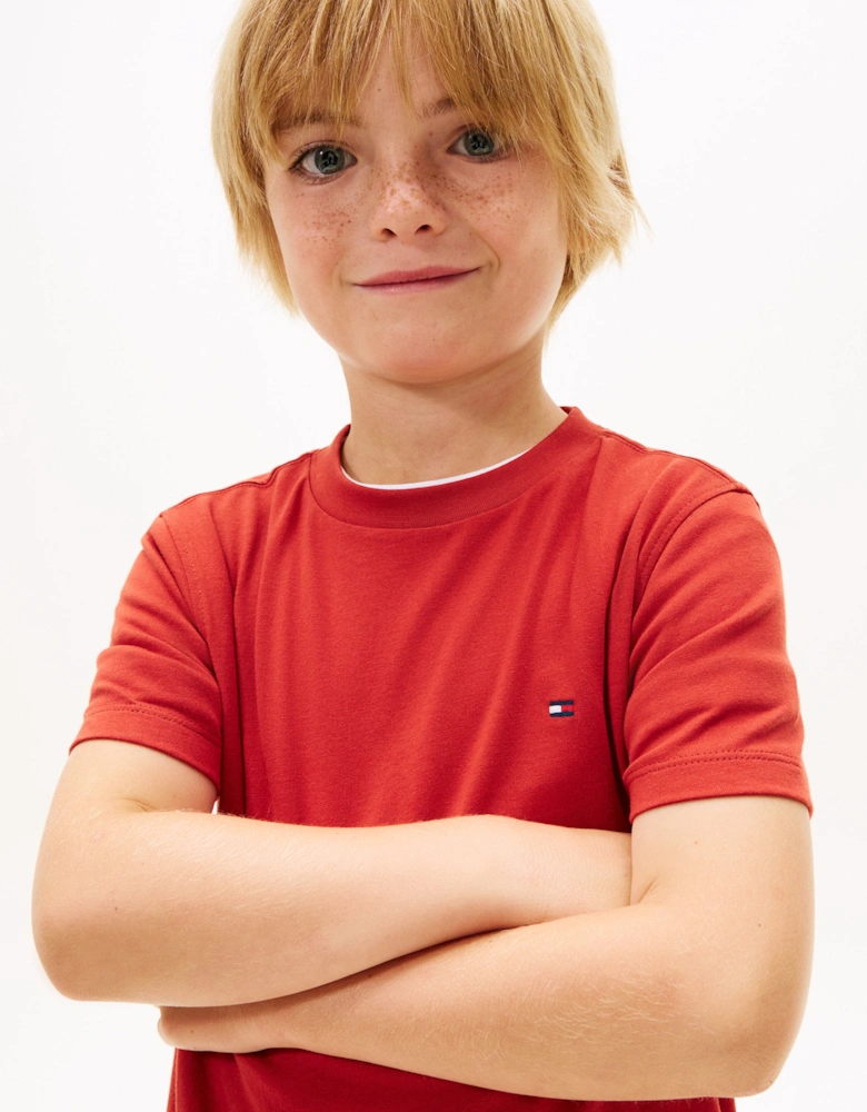 Boys Essential Cotton Regular Fit T-Shirt in Red