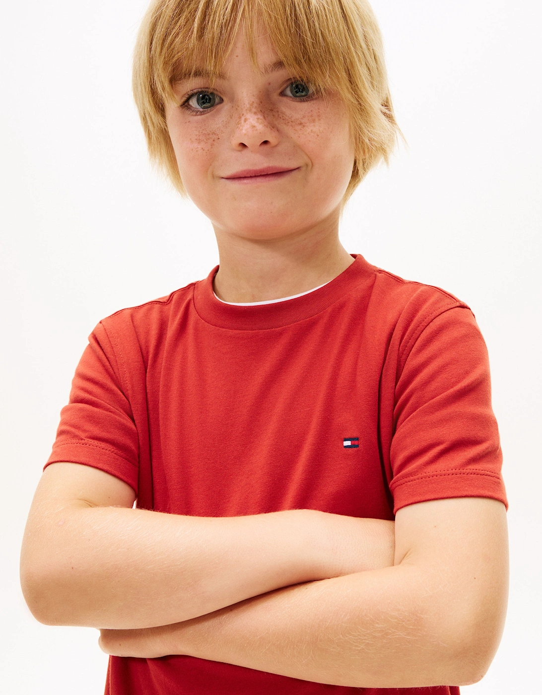 Boys Essential Cotton Regular Fit T-Shirt in Red