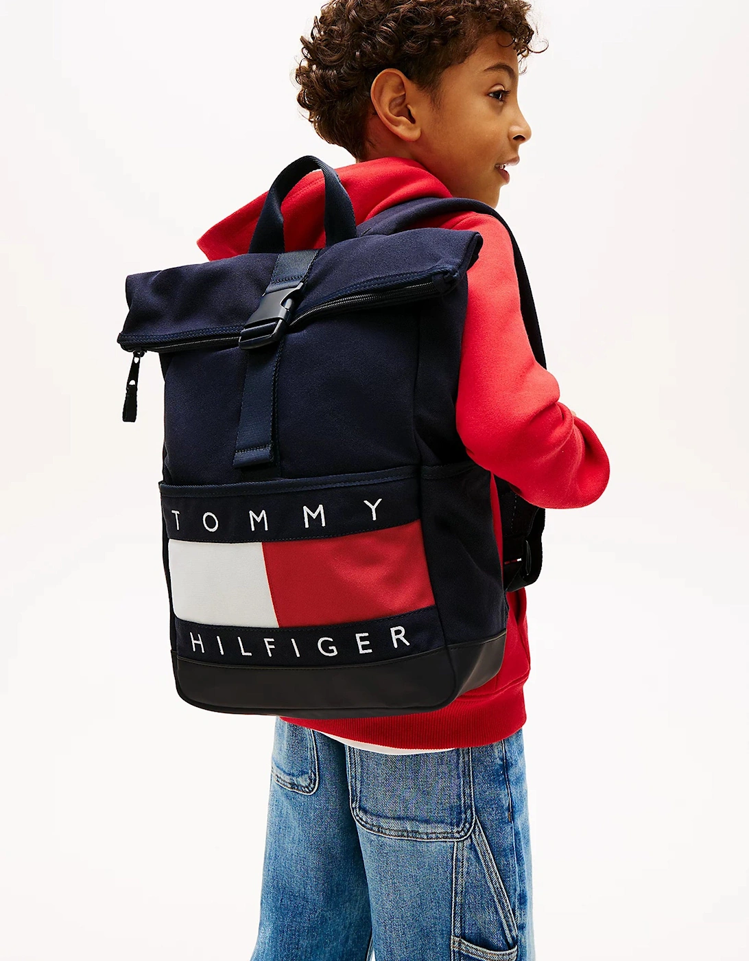 Kids Heritage Flag Roll Top Backpack in Navy (38.5cm)