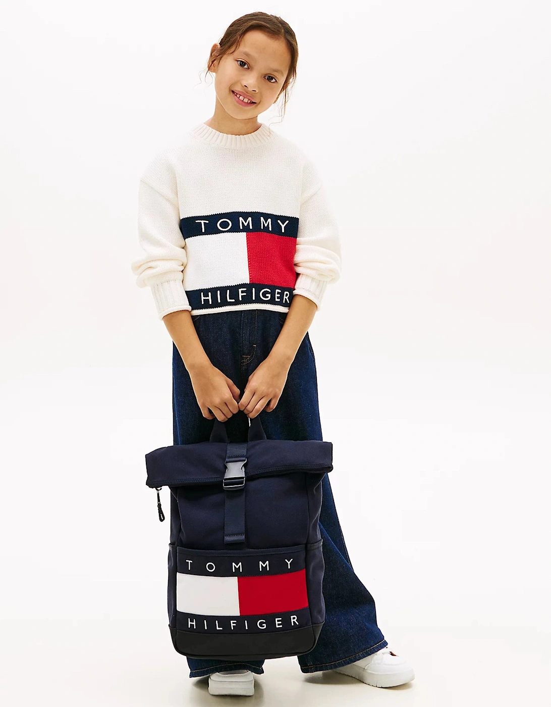 Kids Heritage Flag Roll Top Backpack in Navy (38.5cm)