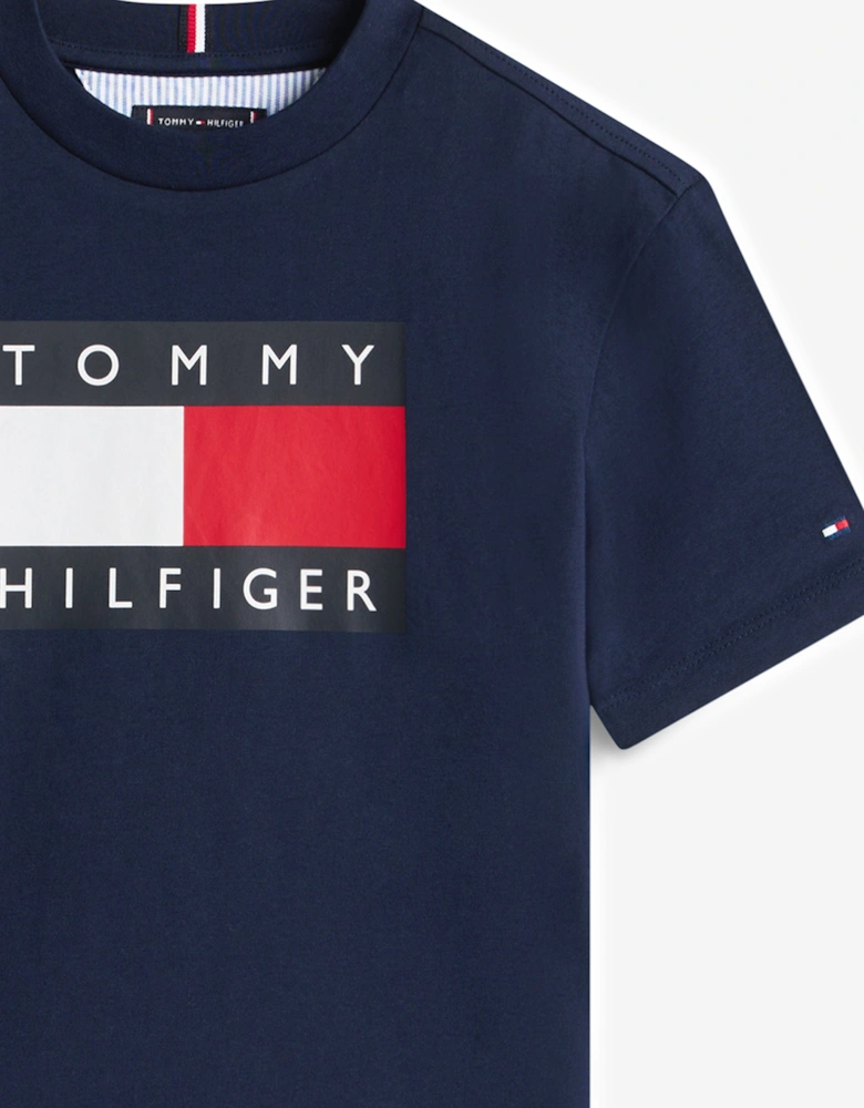 Boys Heritage Printed Flag T-Shirt in Navy