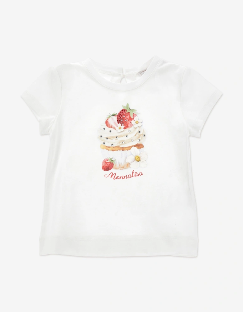Baby Girls Strawberry Muffin T-Shirt in White