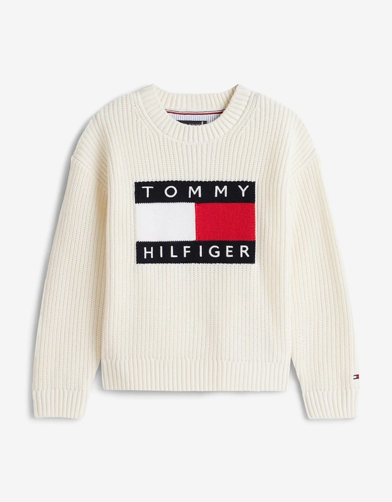 Boys Heritage Flag Sweater in Ivory