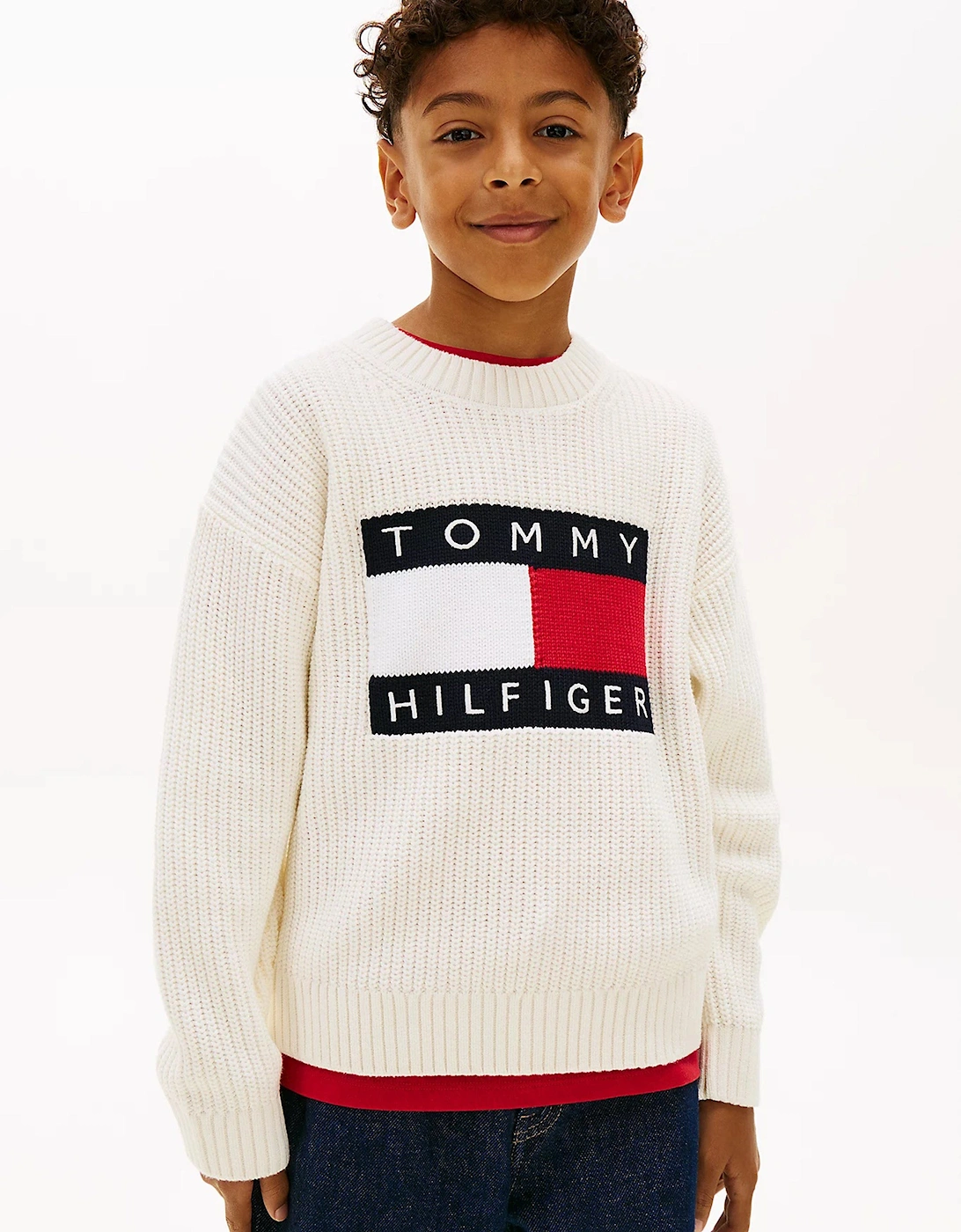 Boys Heritage Flag Sweater in Ivory