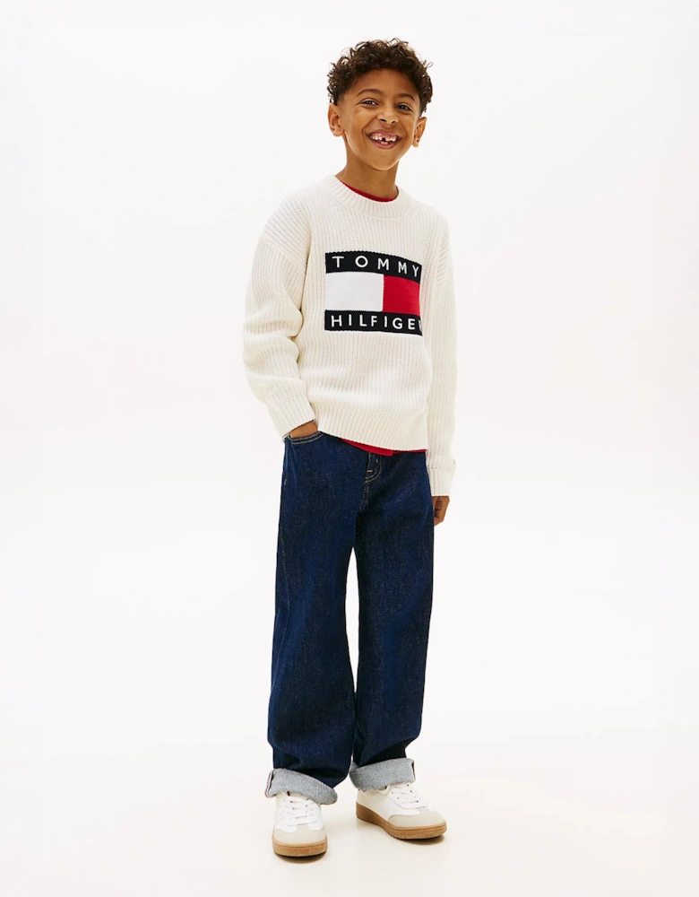 Boys Heritage Flag Sweater in Ivory