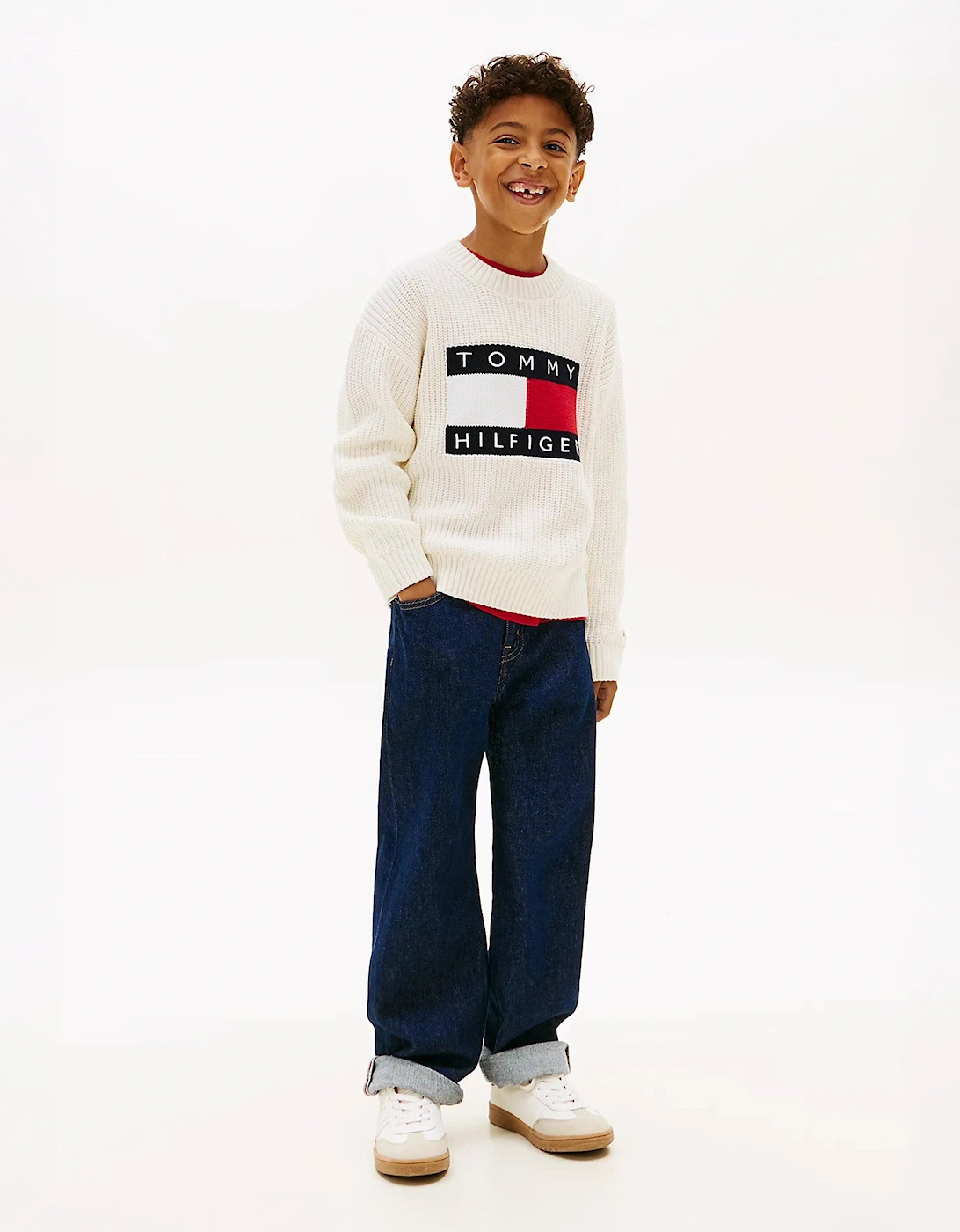 Boys Heritage Flag Sweater in Ivory