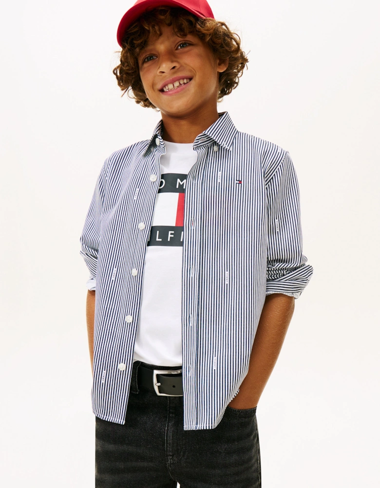 Boys AOP Jersey Shirt in Navy