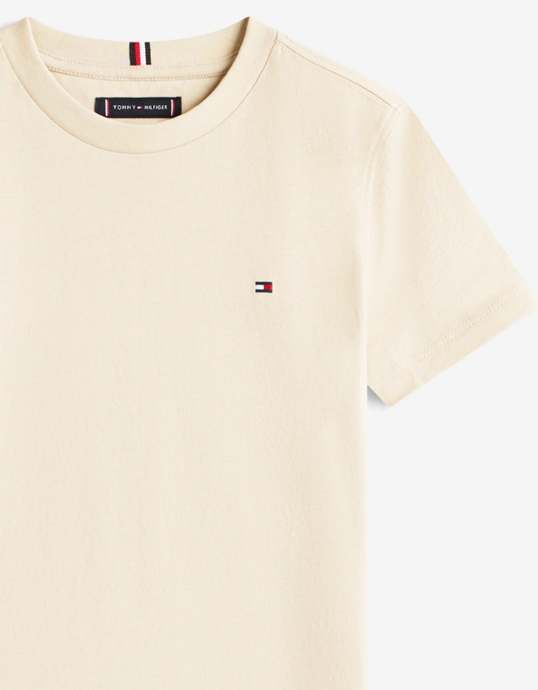 Boys Essential Cotton Regular Fit T-Shirt in Beige