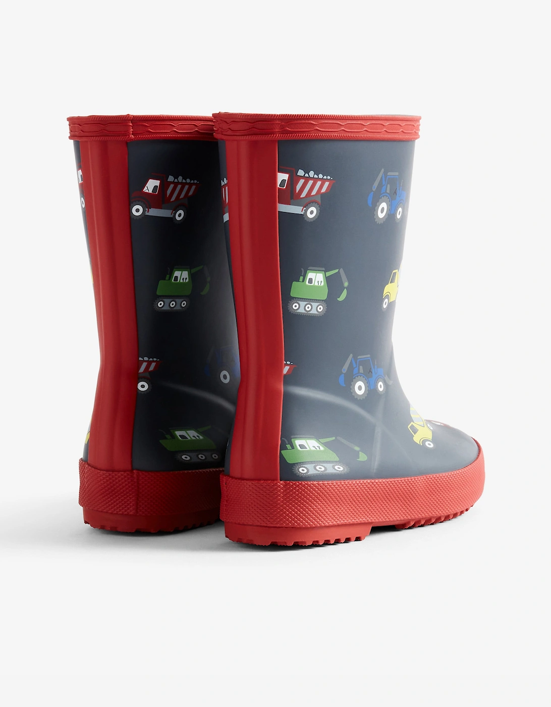 Boys First Construction Print Wellington Boots in Navy