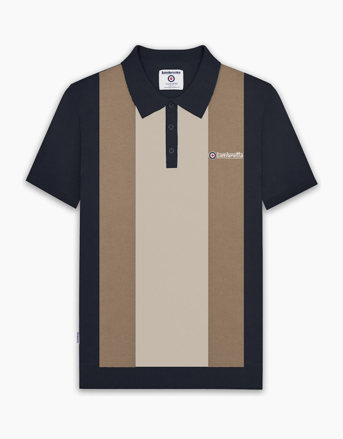 Mens Vertical Stripe Knitted Short Sleeve Polo Shirt, 2 of 1