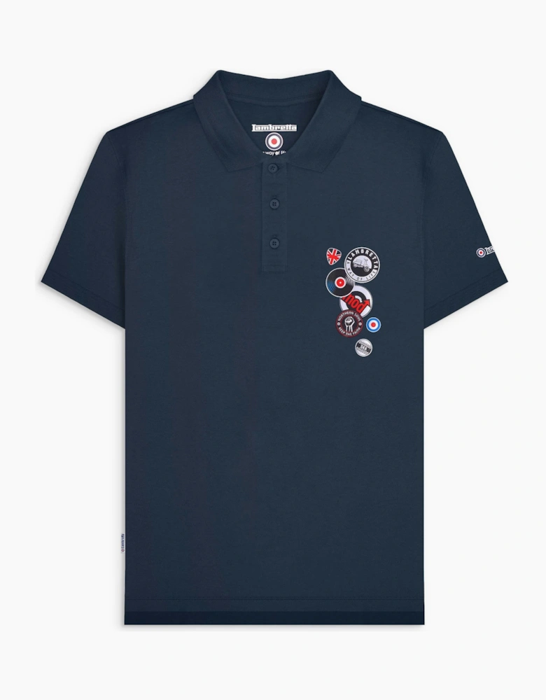 Mens Badges Short Sleeve Polo Shirt