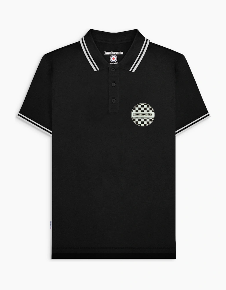 Mens Two Tone Badge Short Sleeve Polo Shirt