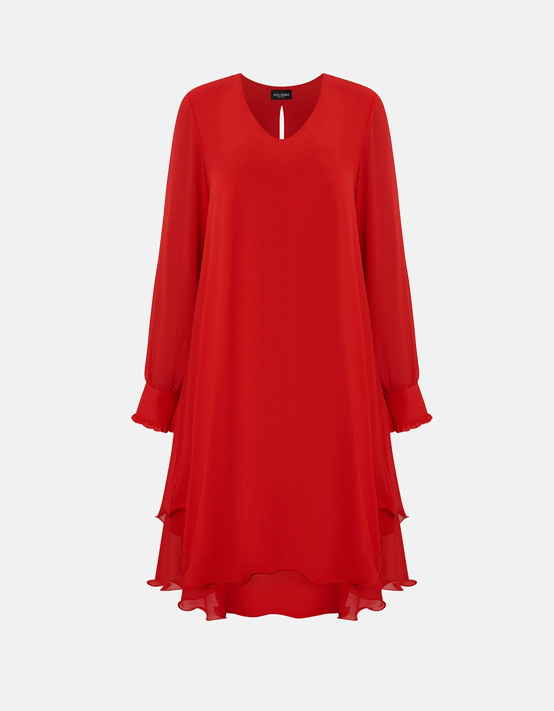 Long Sleeve Red Wave Hem Dress, 4 of 3