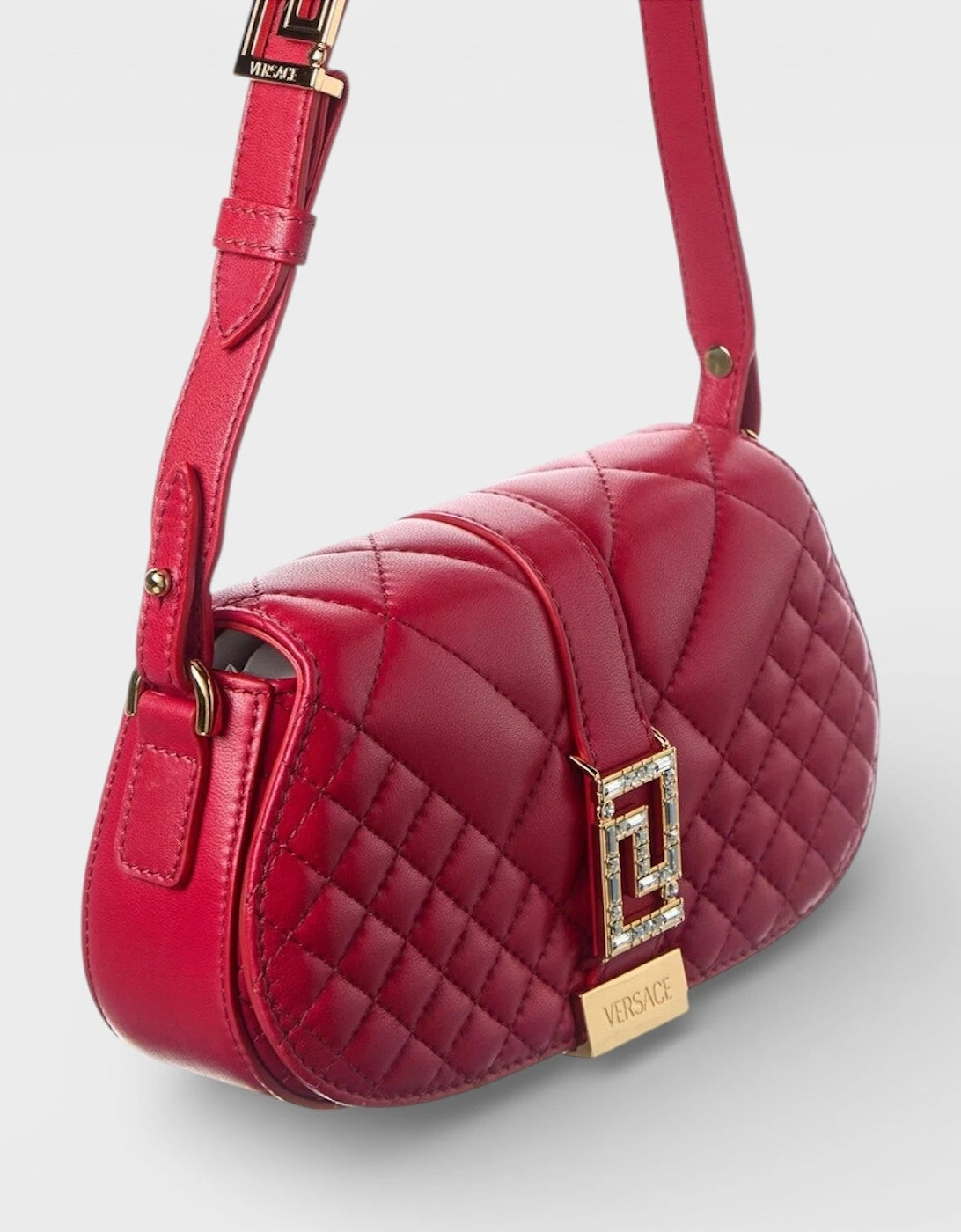 Logo Leather Shoulder Bag Red