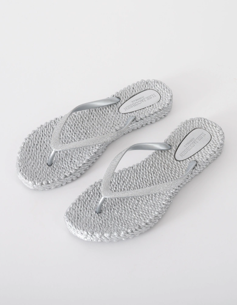 Ilse Jacobsen Cheerful Glitter Womens Flip Flops - Silver 710