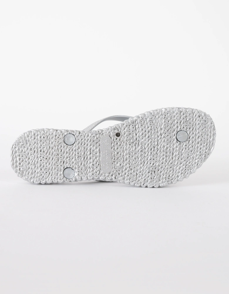 Ilse Jacobsen Cheerful Glitter Womens Flip Flops - Silver 710
