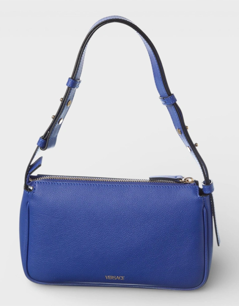 Medusa Small Leather Shoulder Bag Blue