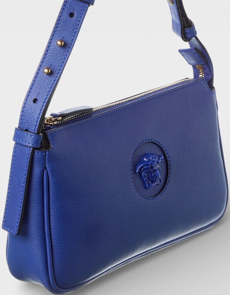 Medusa Small Leather Shoulder Bag Blue
