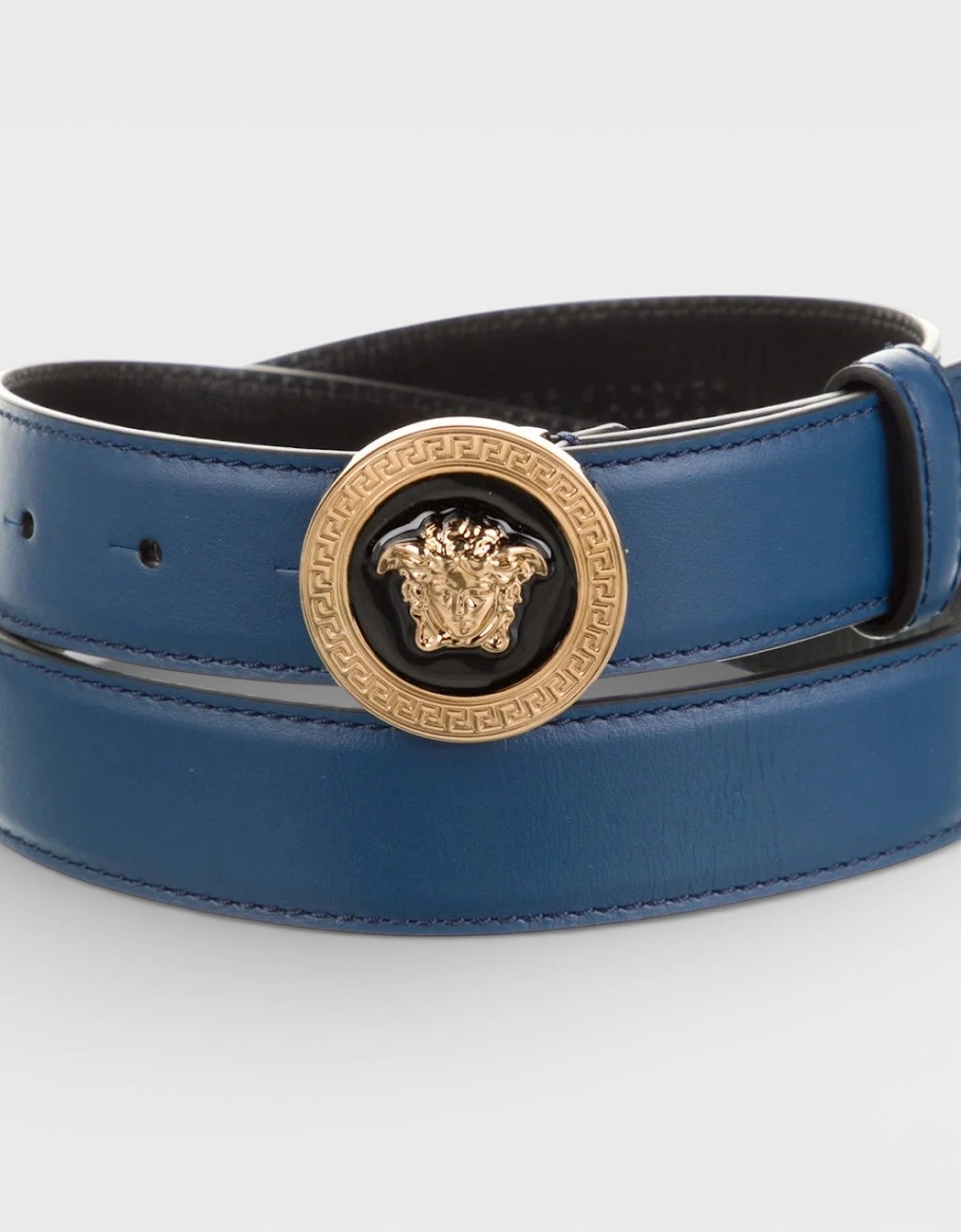 Medusa Leather Belt Navy Blue Black, 3 of 2