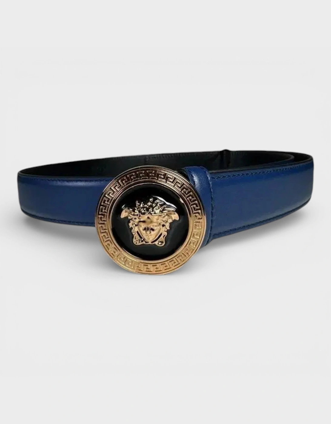 Medusa Leather Belt Navy Blue Black
