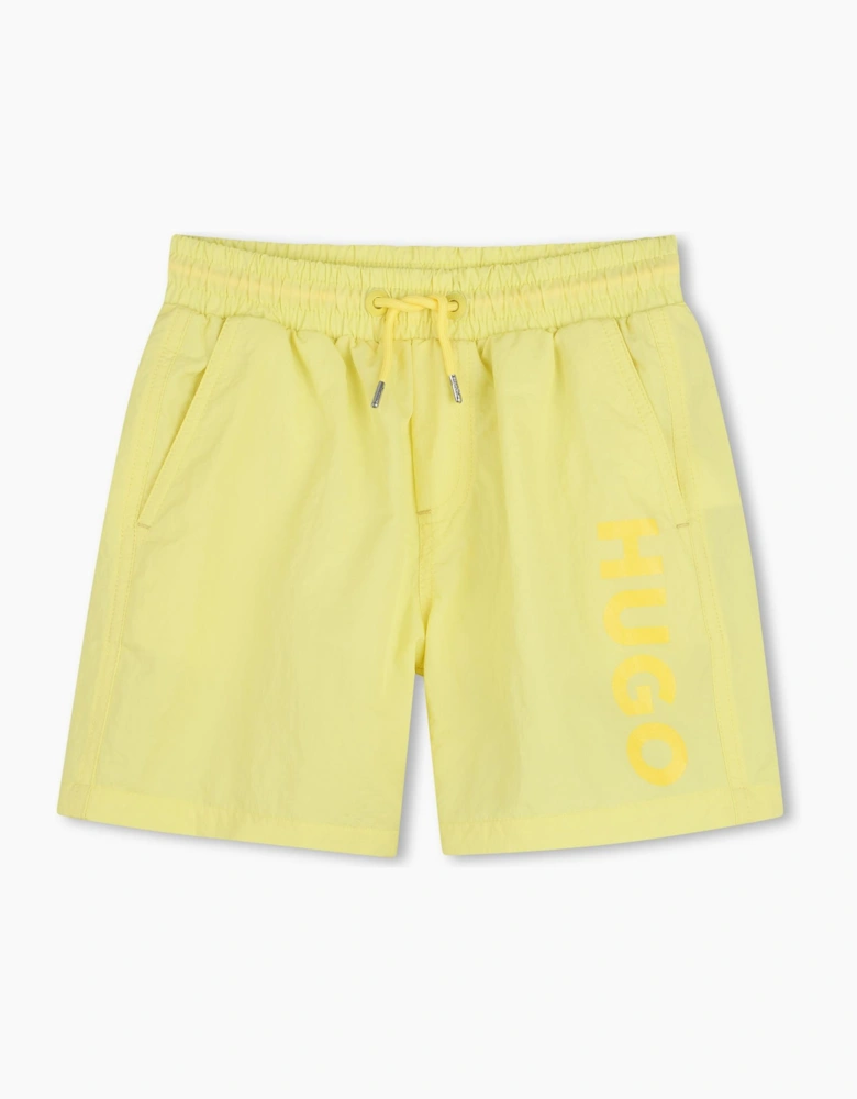 Boys Yellow Lemon Logo Swim Shorts