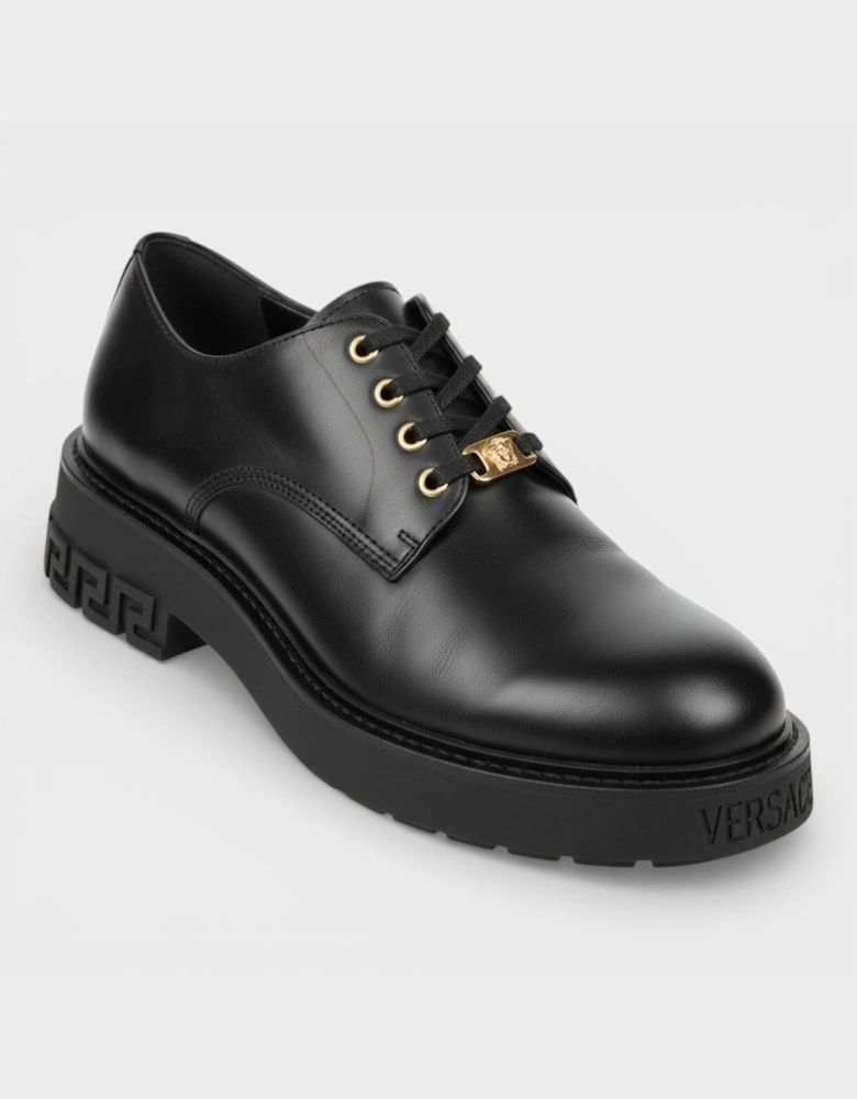 Medusa Laced Up Shoes Black Gold