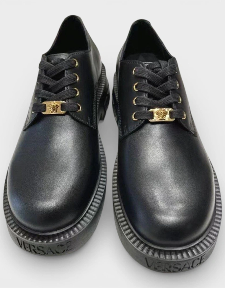 Medusa Laced Up Shoes Black Gold