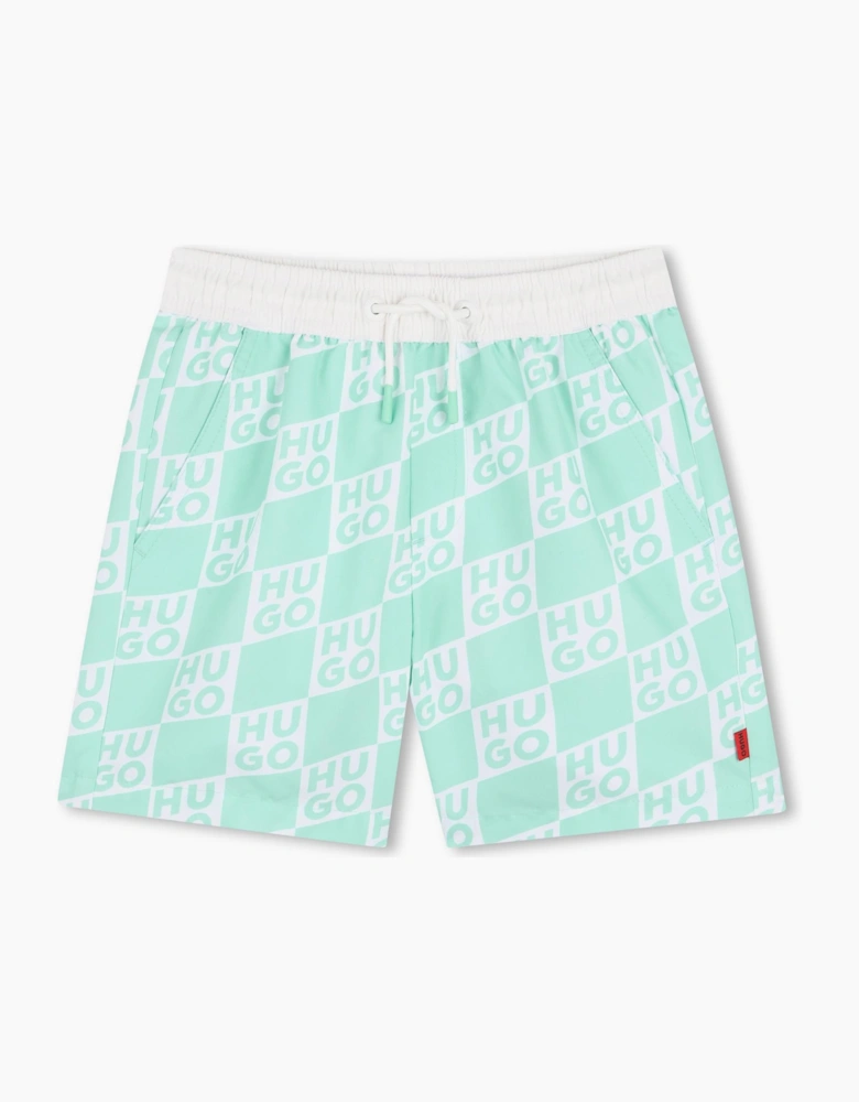 Boys Mint Green Logo Swim Shorts